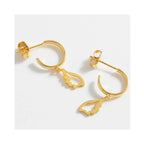 Earring Angel Wing Hoops - Gold Plated
