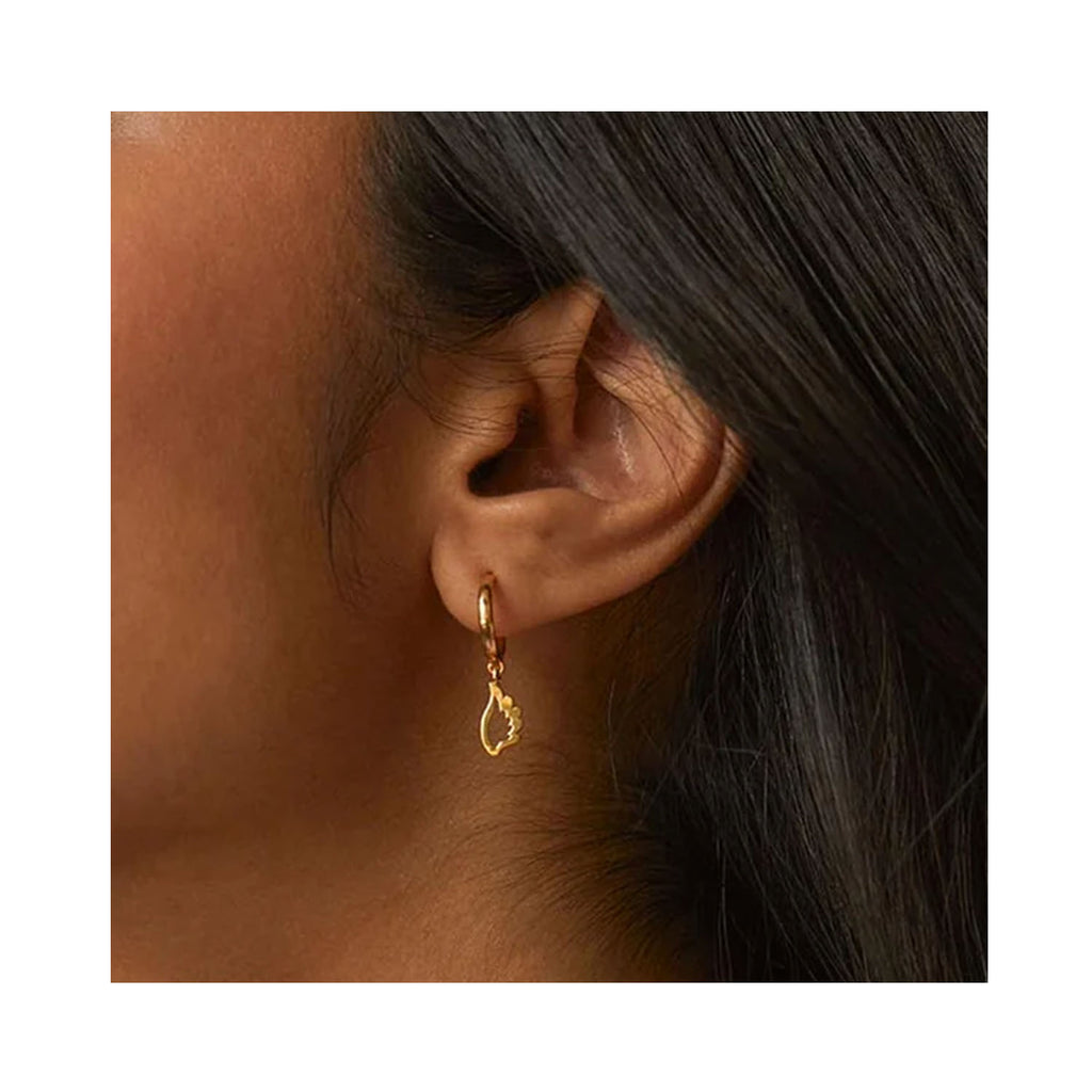 Earring Angel Wing Hoops - Gold Plated