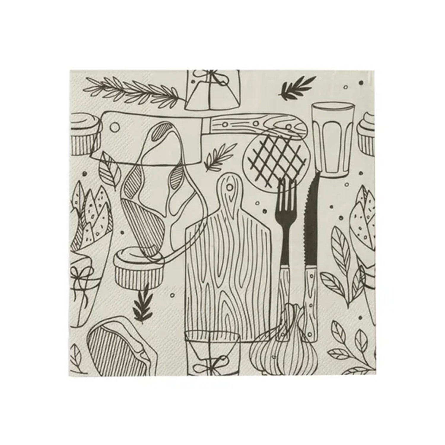 Napkin 3 Ply - Barbeque B&W