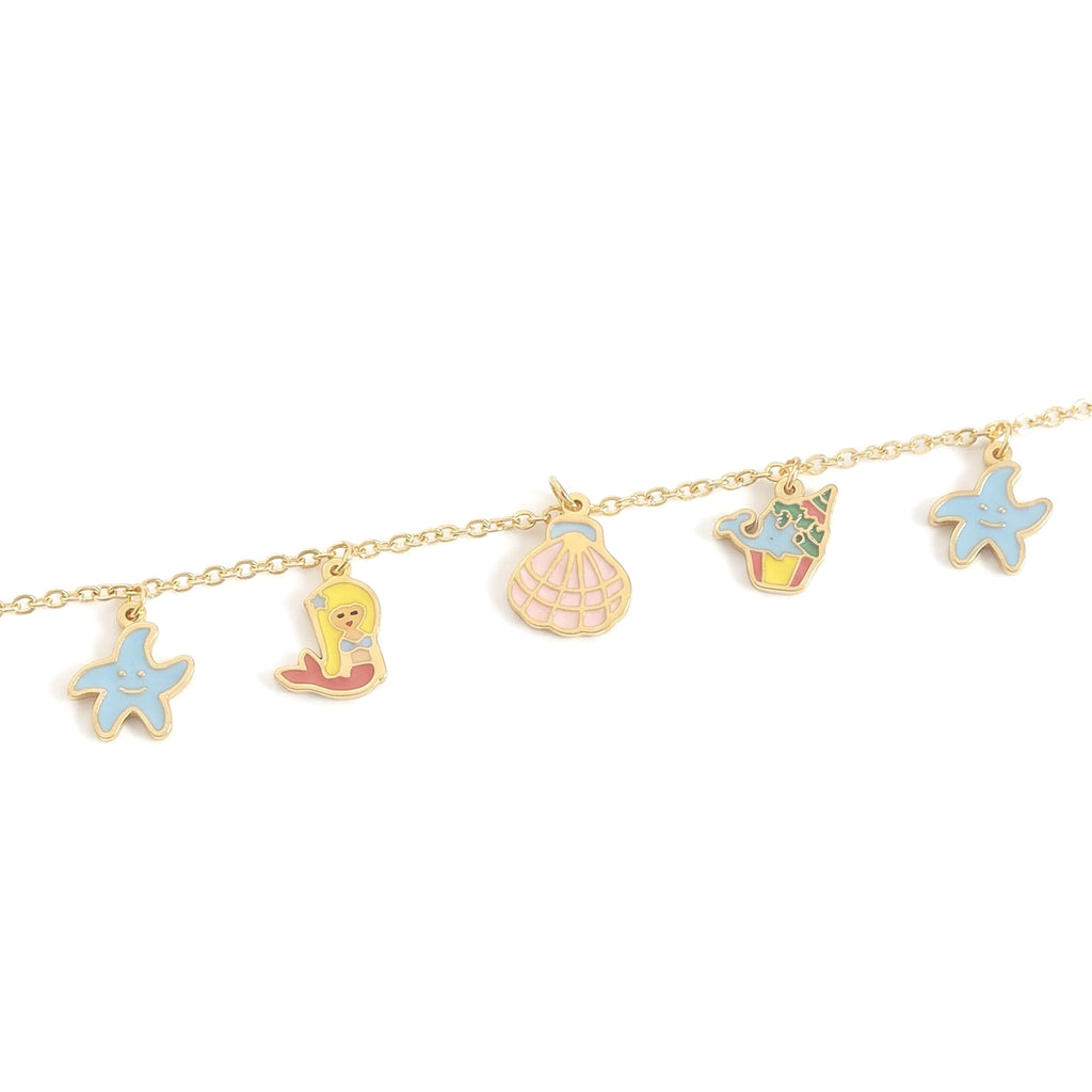 Kids Bracelet Gold Plated Charm - Beach Days
