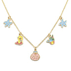 Kids Necklace Gold Plated Charm - Beach Days