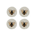 Coaster Bee S/4 Beaded 10cm Wht/Gold/Blk