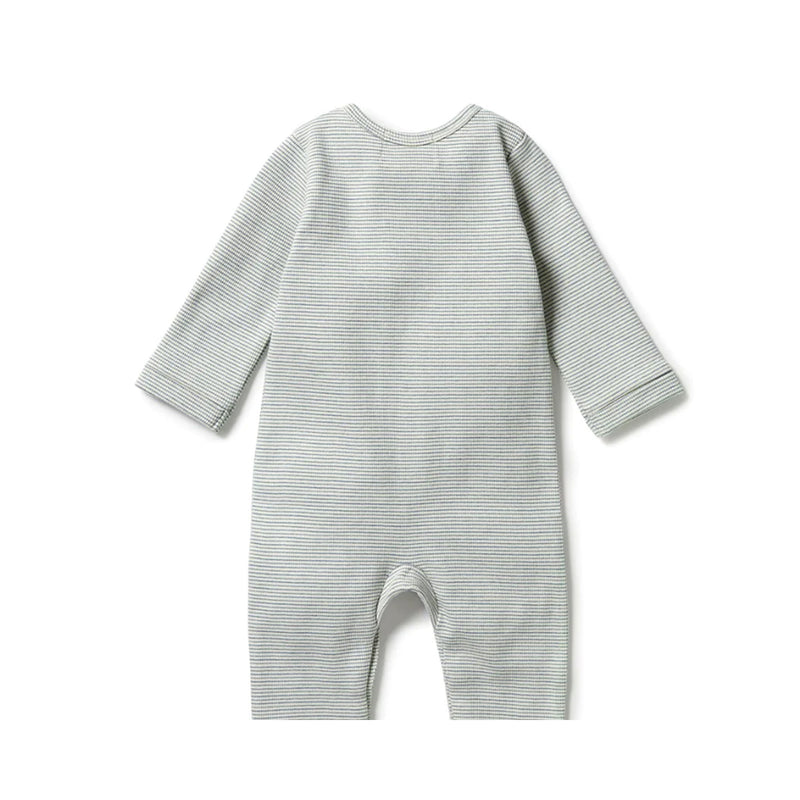 Growsuit Slouch Organic Stripe Rib - Bluestone