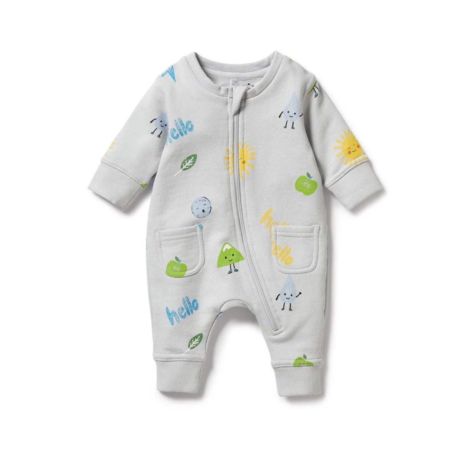 Baby Growsuit Organic French Terry - Bluebell