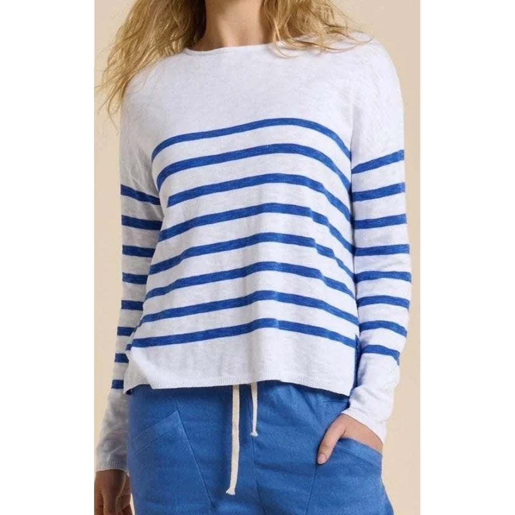 Top Bobbie - White & Cobalt Stripe