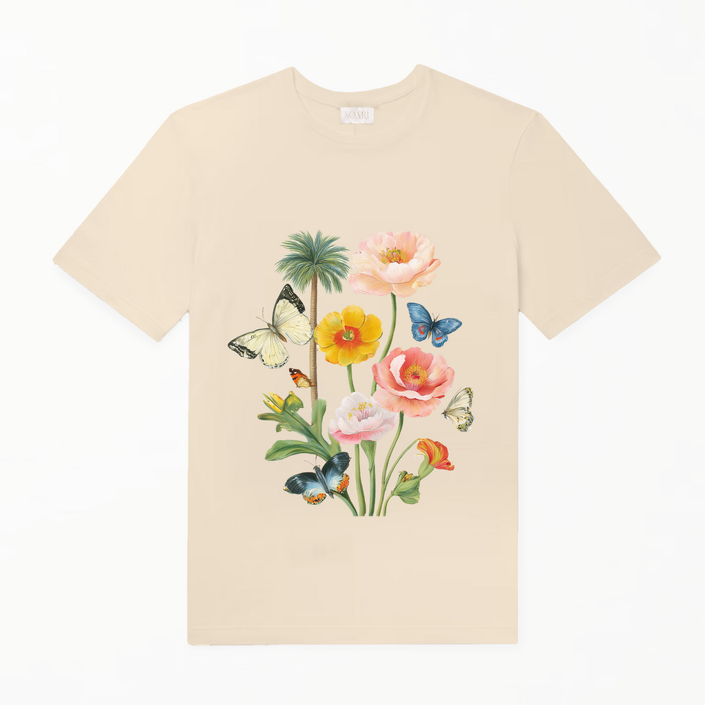 TShirt Cream - Botanical Butterfly
