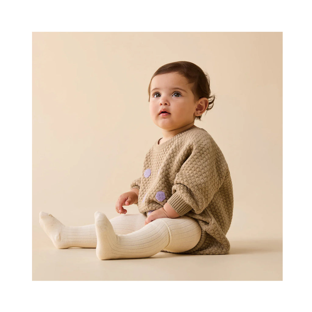 Oat and Mulberry Organic Knitted Bubble Bodysuit