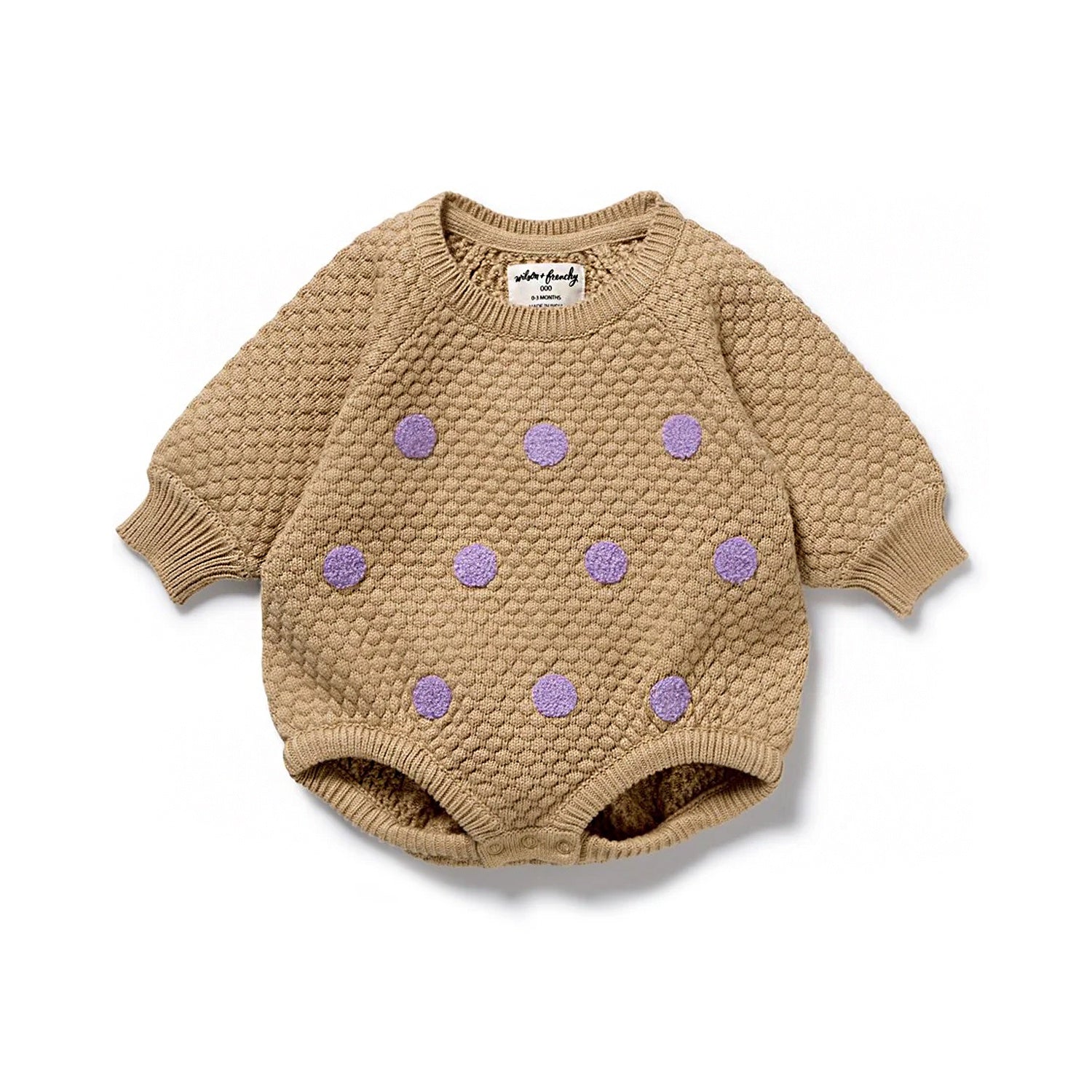 Oat and Mulberry Organic Knitted Bubble Bodysuit
