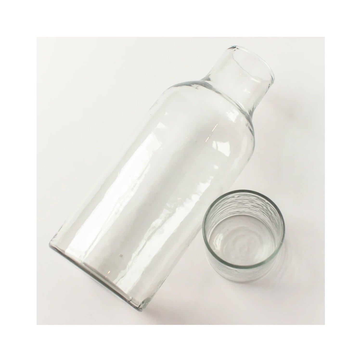 Carafe & Cup Handblown & Hammered Glass - Clear