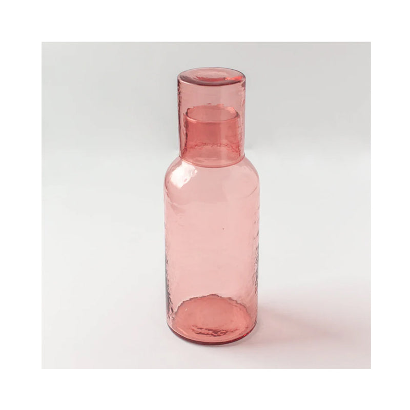 Carafe & Cup Handblown & Hammered Glass - Blush