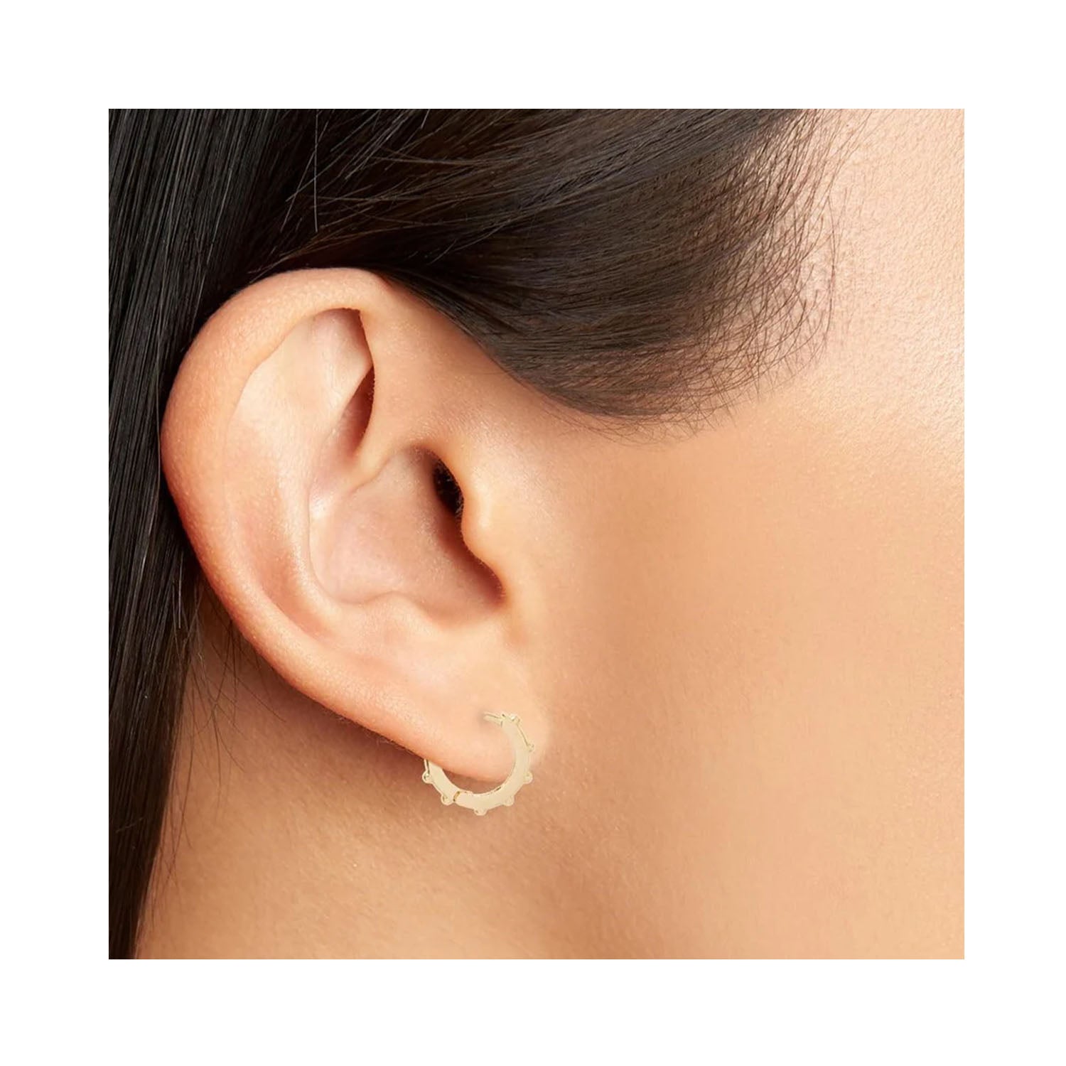 Earring Granulated Huggie - Silver Plated - Np