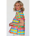 Top Chloe Shirt - Neon Gingham