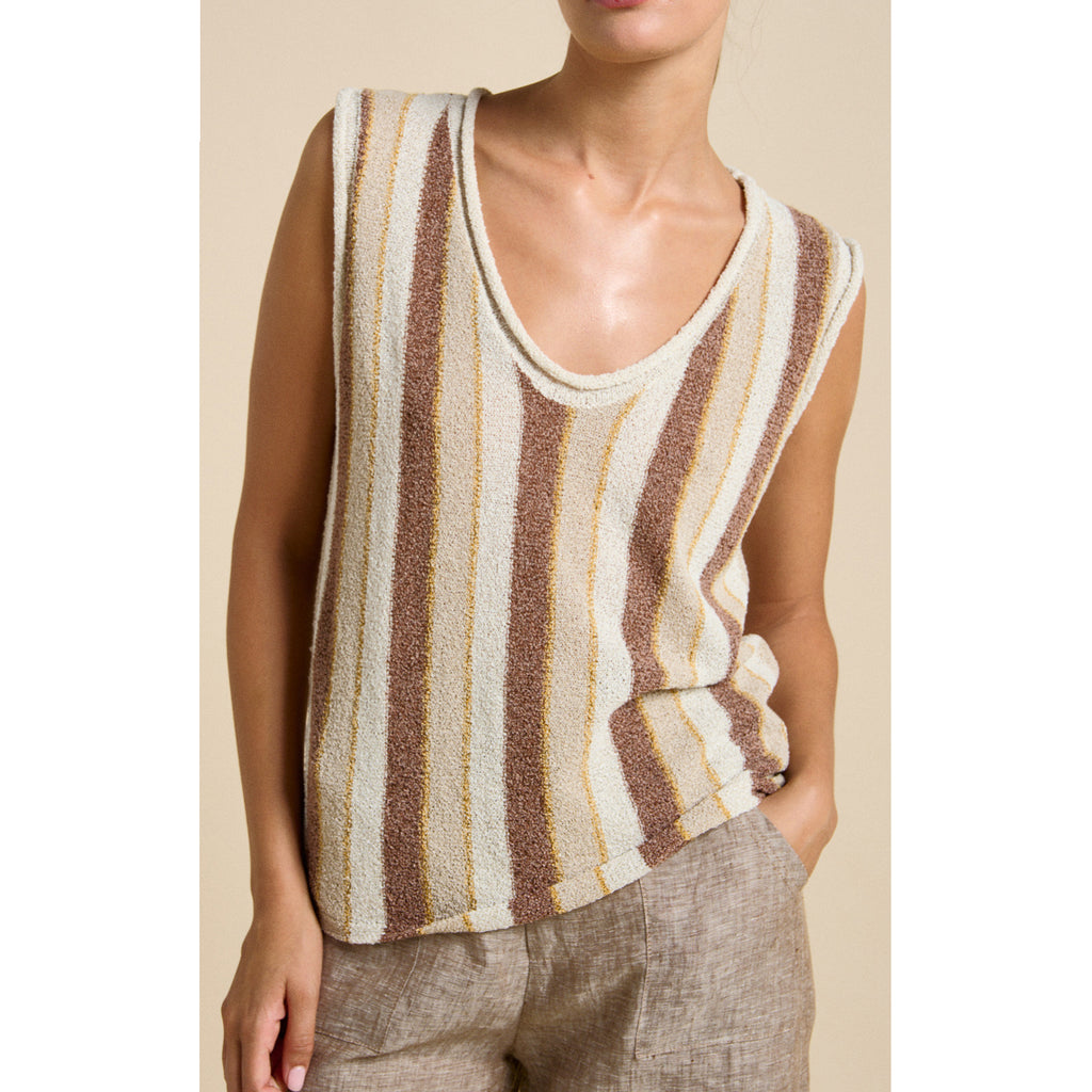 Top Covelly Tank - Chocolate Stripe