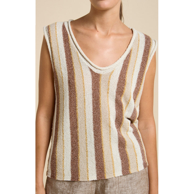 Top Covelly Tank - Chocolate Stripe