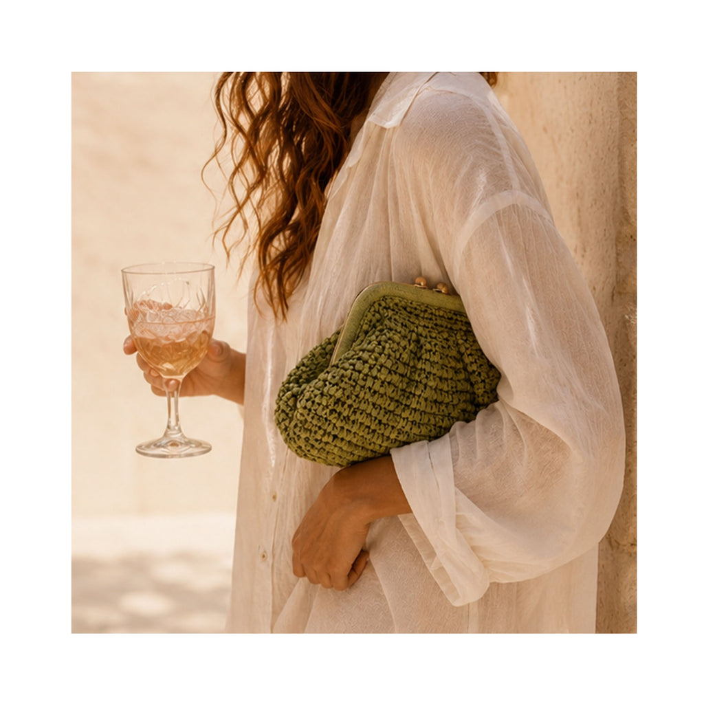 Clutch Elody Straw - Matcha
