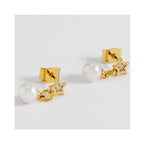 Earring Star And Pearl Stud