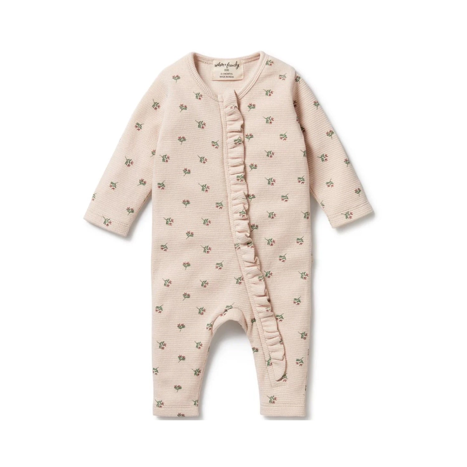 Baby Zipsuit Organic Cotton Waffle - Emily Floral