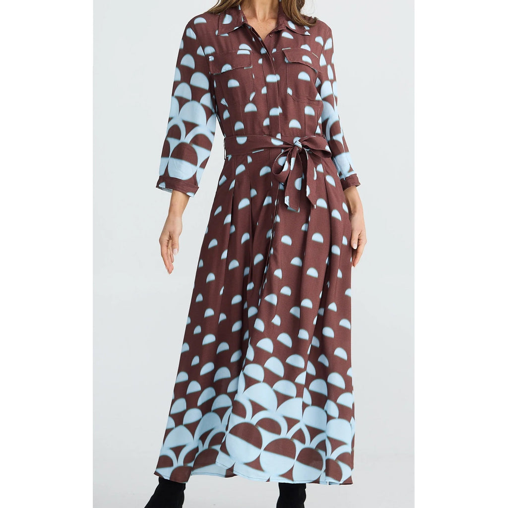 Dress Rossellini - Blue Brown Geo