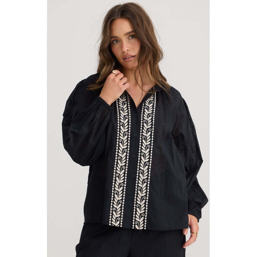 Top Cala Blouse - Black & Off White