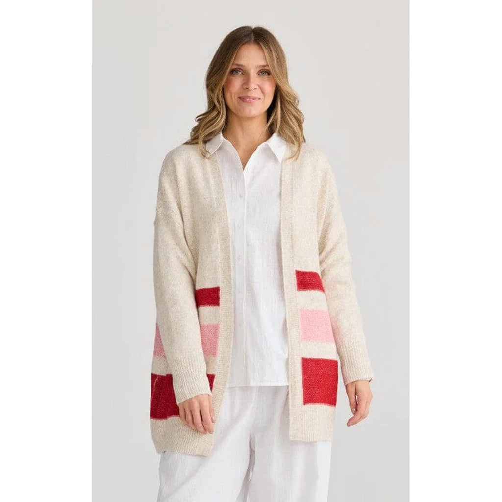 Knit On Deck Cardi - Red Stripe