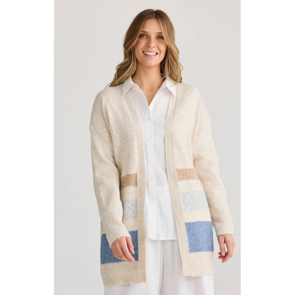 Knit On Deck Cardi - Denim Stripe