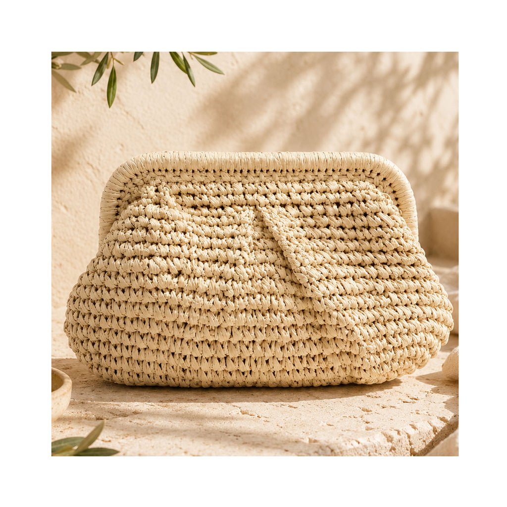 Clutch Elody Straw - Latte