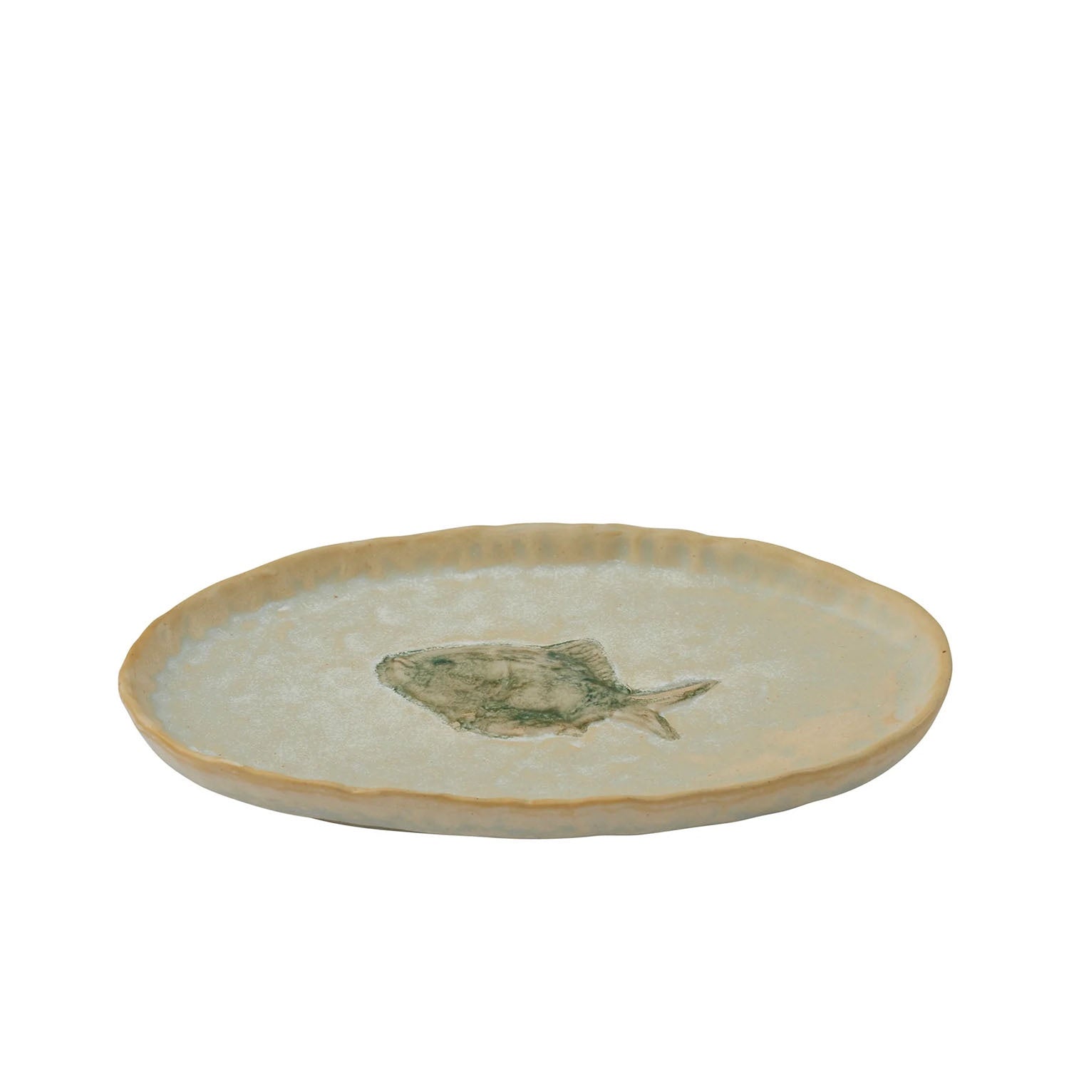Plate Riva 19.5x12cm Ivory/Green