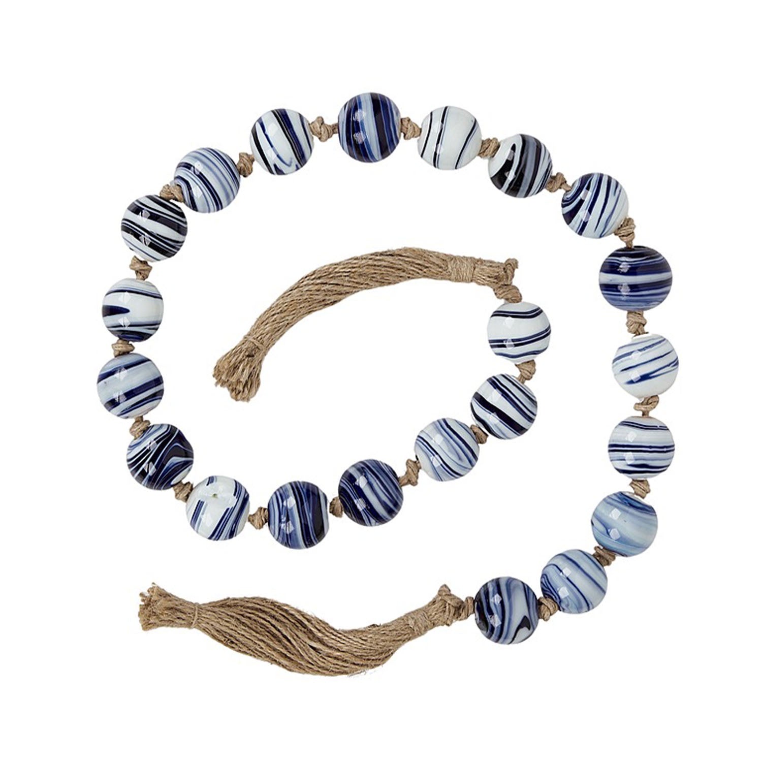Garland Banded Glass Bead 120cm Blue/Wht