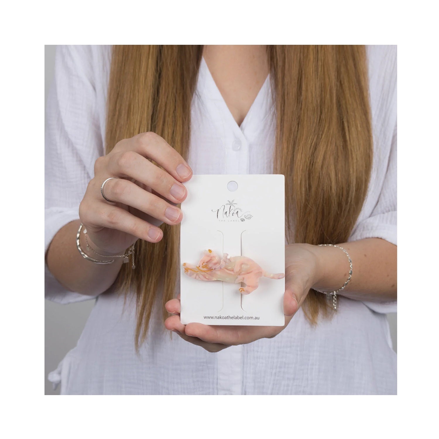 Hair Clip Stretching Cat - Fairy Floss