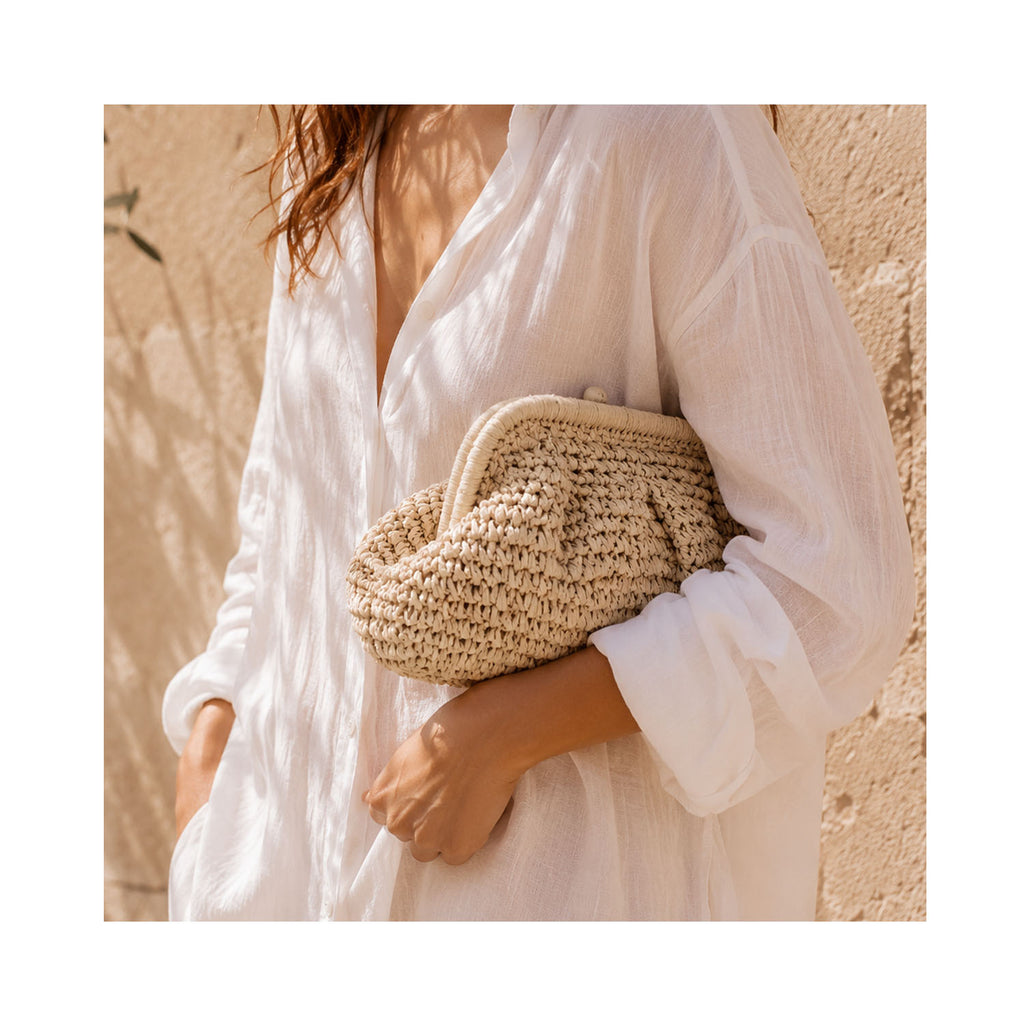 Clutch Elody Straw - Latte