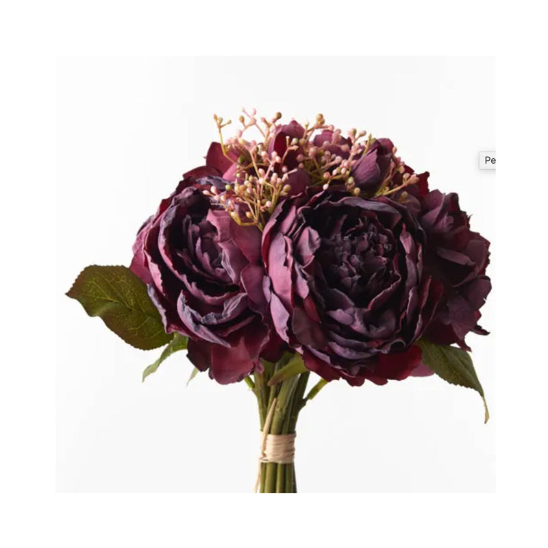 Faux Peony Mixed Bouquet - Burgundy