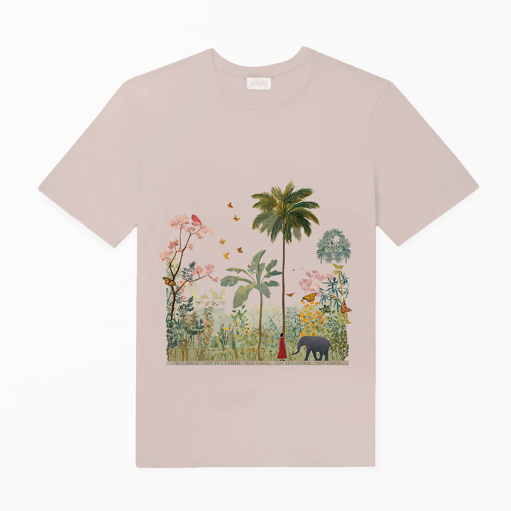TShirt Taupe - Girl & Elephant