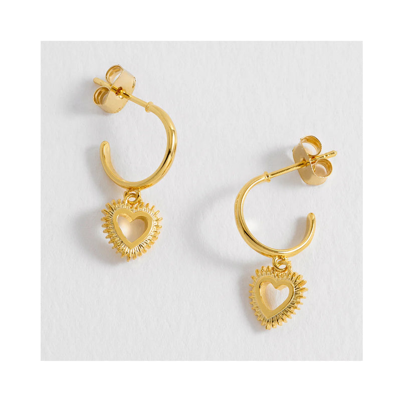 Earrings Plain Heart Burst - Gold Plated