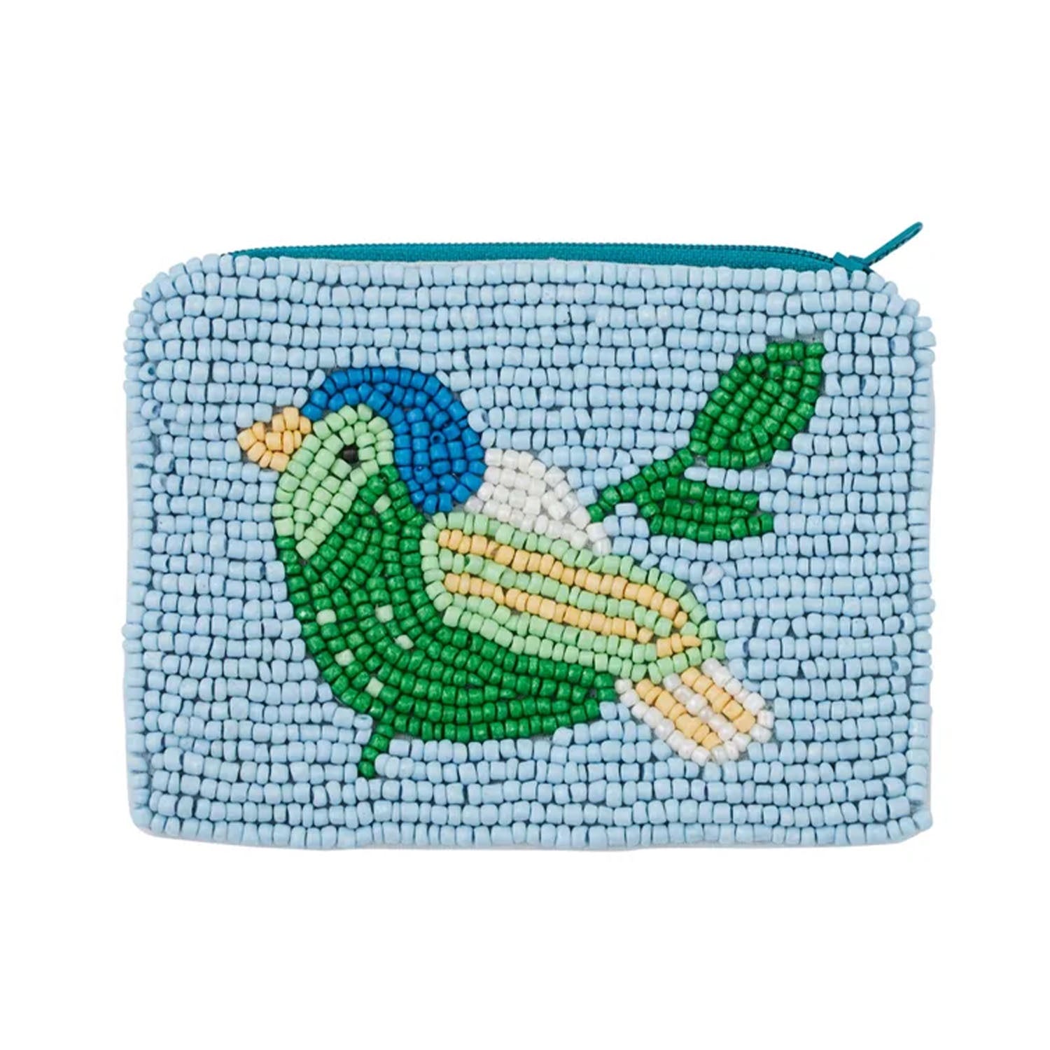 Bluebell Beaded Pouch 12x9cm Blue