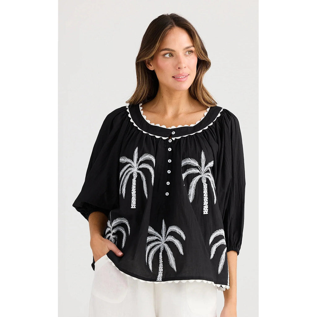 Top Jumeirah - Black & White Embroidery
