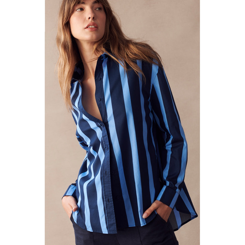 Top Kira Shirt - Blue & Navy Stripe