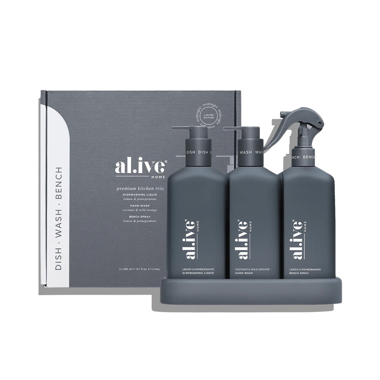 Kitchen Trio Dishwashing Liquid, Hand Wash & Bench Spray - Blue