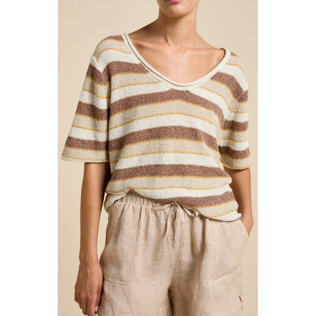 Top Covelly Tee - Chocolate Stripe