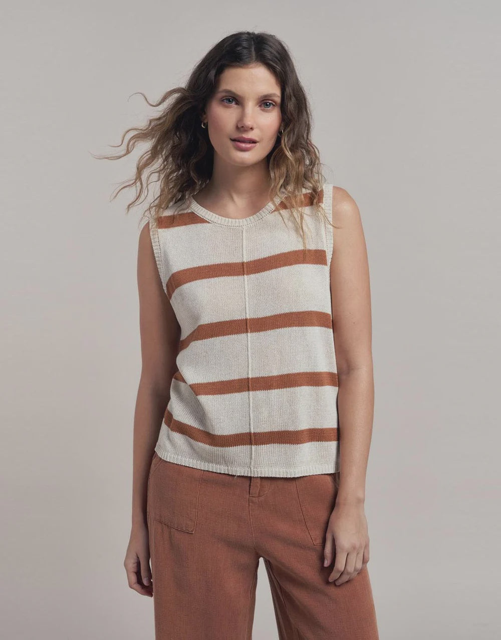 Top Ivy Knit Tank - Natural & Terracotta
