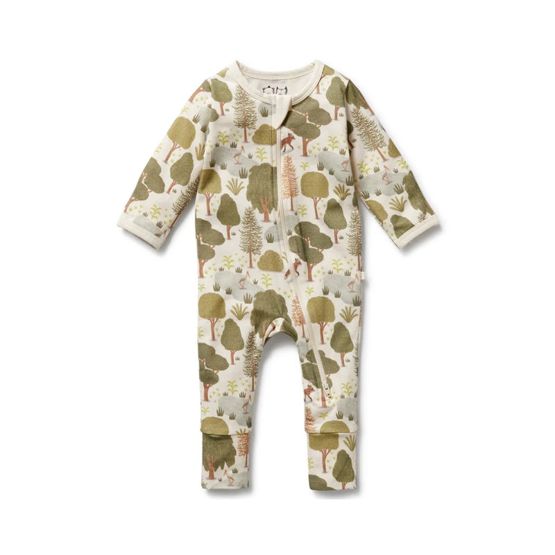 Baby Zipsuit Organic Cotton Jersey - Little Trees