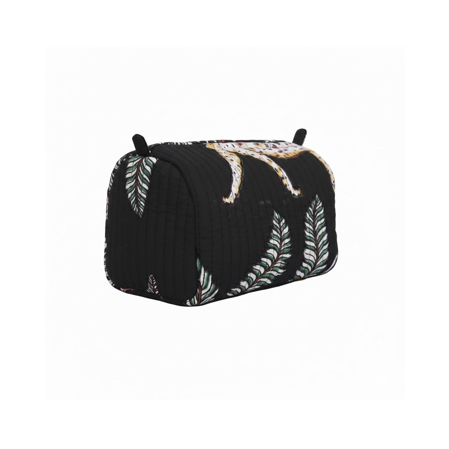 Pouch Quilted Cotton Jungle - Black - Medium