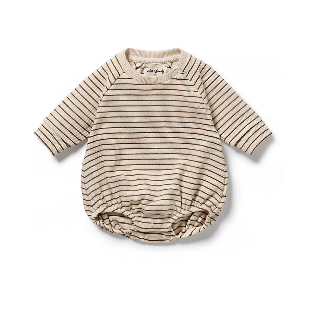 Nutmeg Stripe Organic Waffle Bodysuit