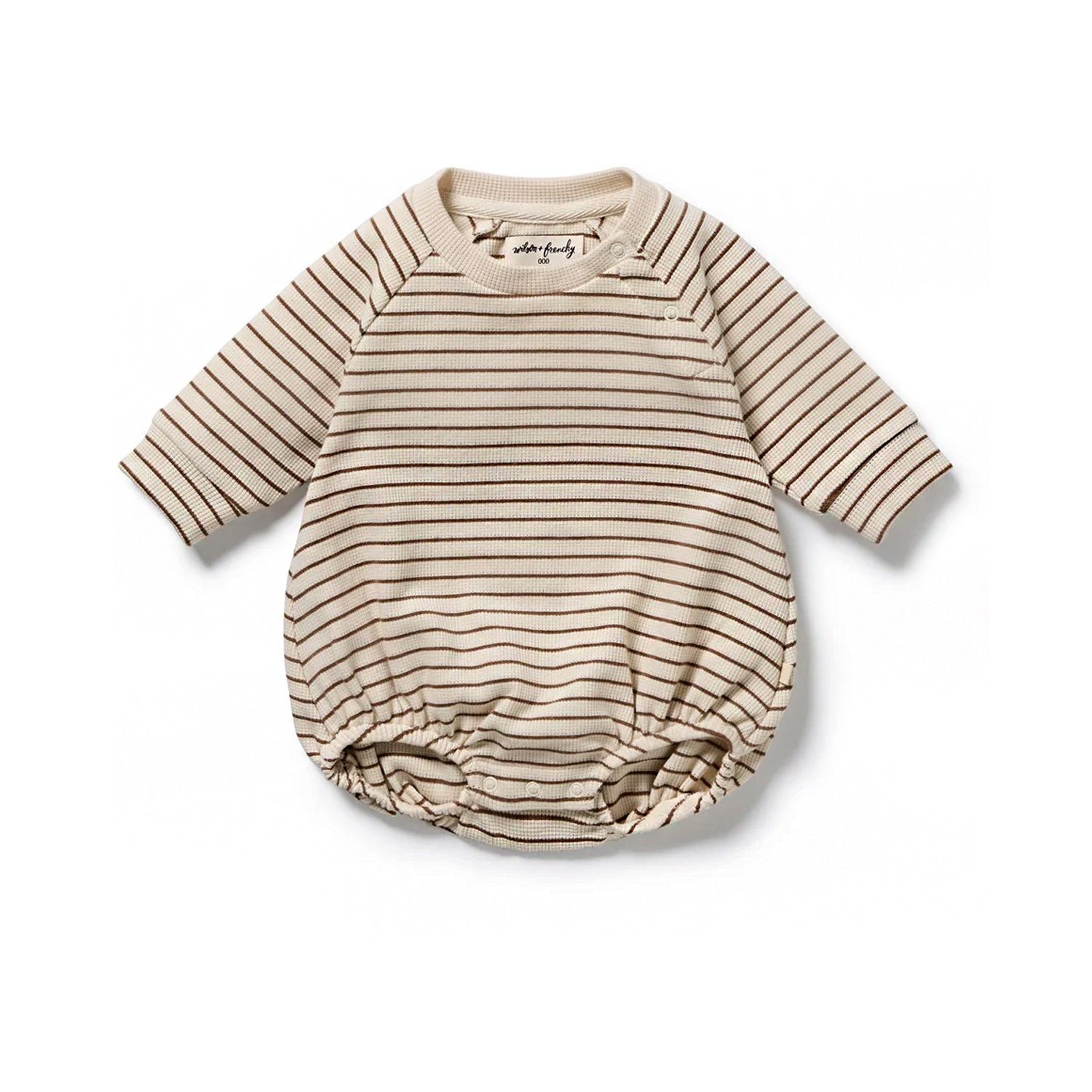Nutmeg Stripe Organic Waffle Bodysuit