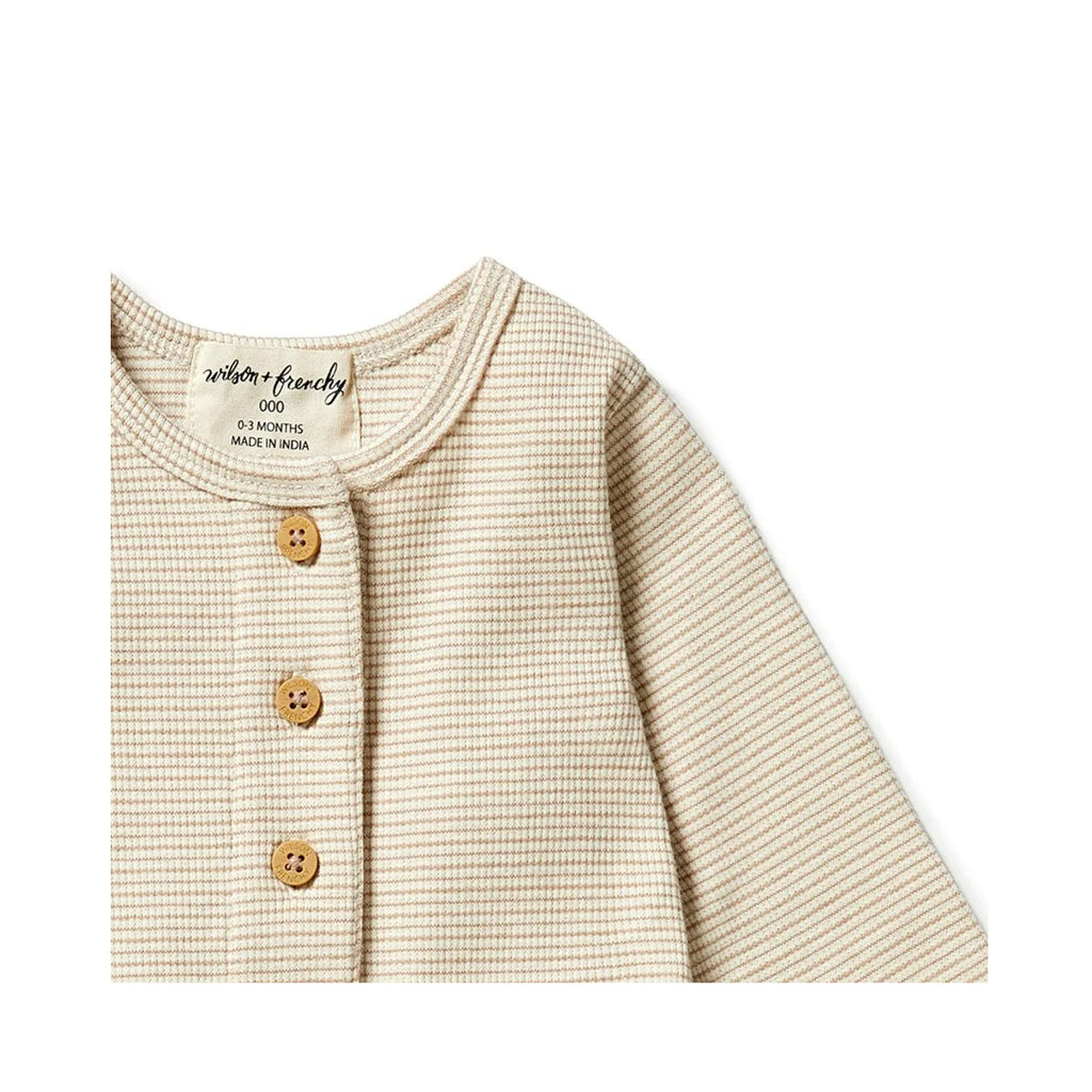 Growsuit Slouch Organic Stripe Rib - Nougat