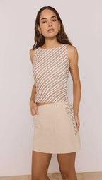 Top Orielle Mesh - Brown & Cream Stripe