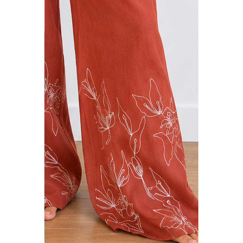 Pant Paloma Embroidery - Terracotta