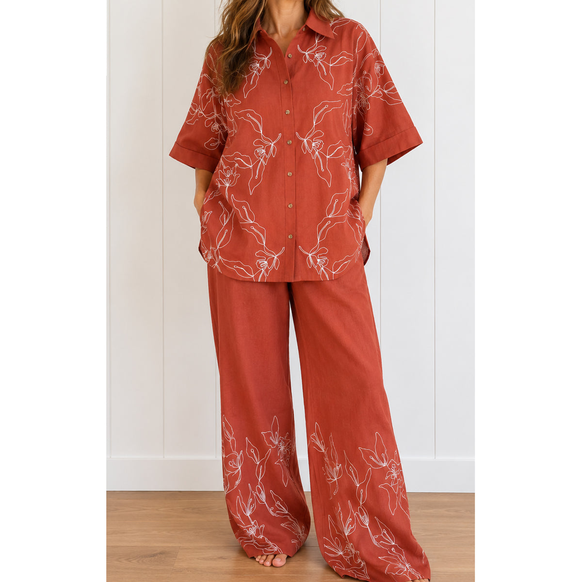 Shirt Paloma Embroidery - Terracotta