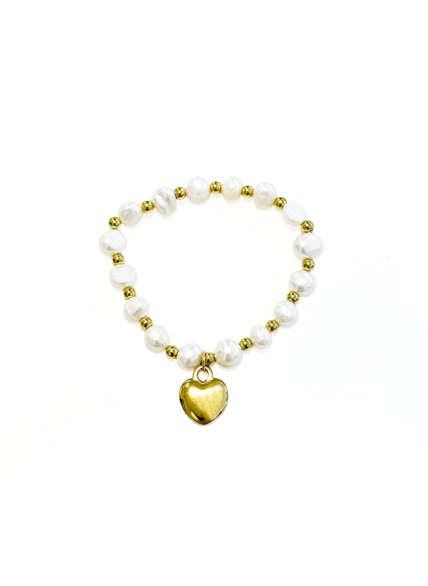 Bracelet - Pearl Heart Drop