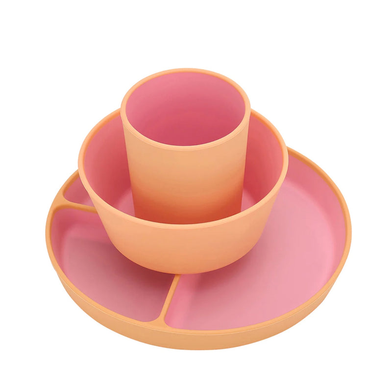 Dinner Set Silicone Two Tone - Pink