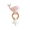 Whale Teether Rattle Squeaker - Pink